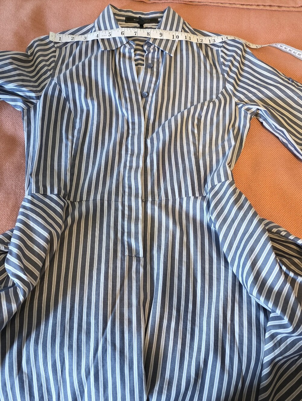 BCBGMaxAzria Blue & White Striped High-Low Shirt Dress - Picture 11 of 15